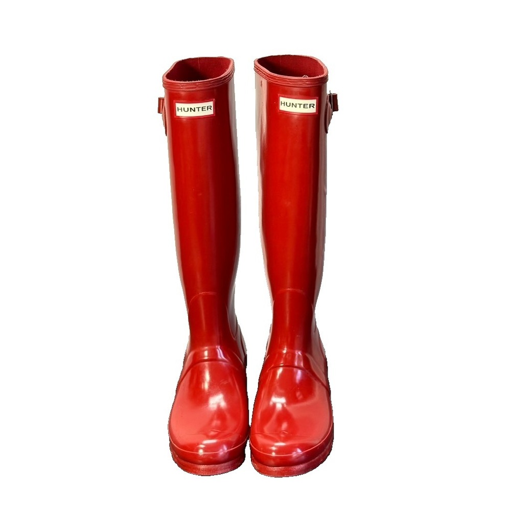 Hunter Original Tall Gloss Women's Rain Boots Military Red Sz EU 39 Gorpcore